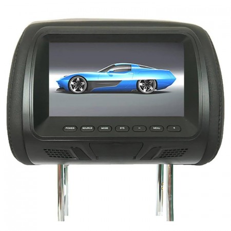 Висококачествен подглавник с LCD-TFT монитор и дистанционно - Черен