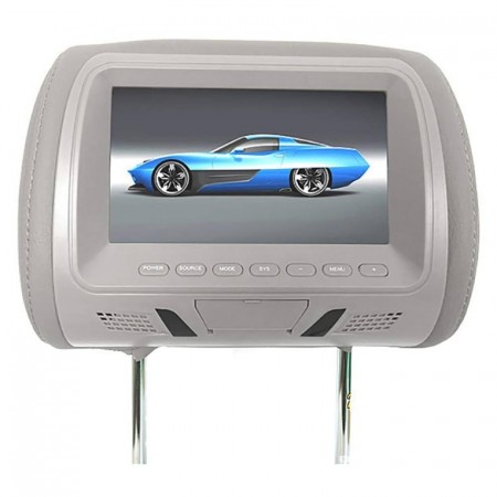Висококачествен подглавник с LCD-TFT монитор и дистанционно - Сив