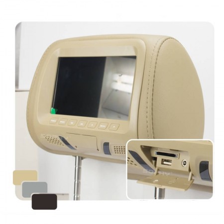 Висококачествен подглавник с LCD-TFT монитор и дистанционно - БЕЖОВ