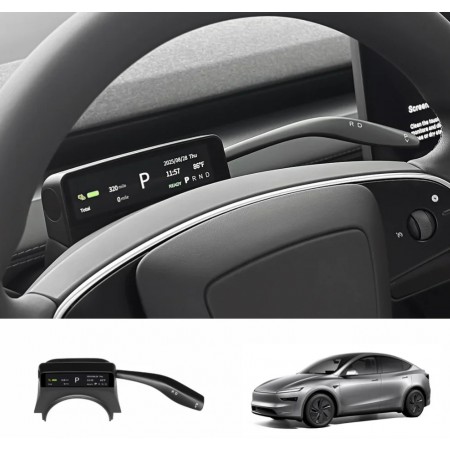 Лост за смяна на предавки и мини HUD дисплей Tesla Model Y Juniper Лост за смяна на предавки и мини HUD дисплей Tesla Model Y Juniper