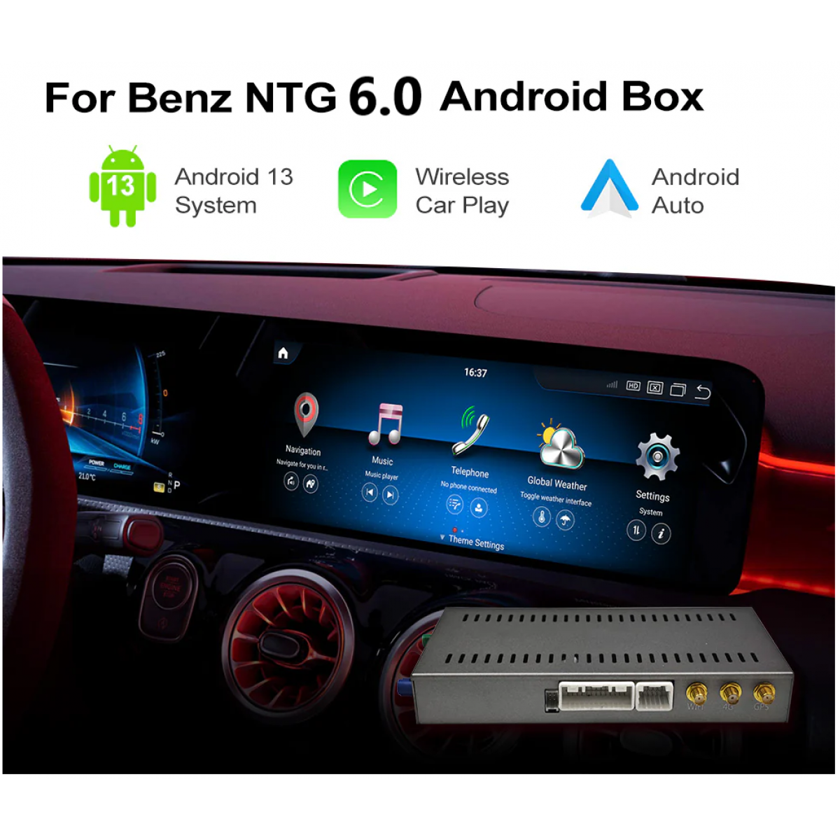 Mmi Group Android Android 13 MMI Box Mercedes-Benz NTG 6.0 безжичен Carplay Android Auto ...