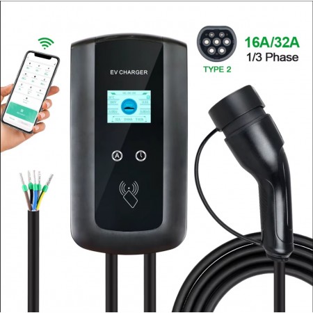 Стационарно трифазно зарядно Type 2 за електрически автомобили - 22kW 4 метра Стационарно трифазно зарядно Type 2 за електрически автомобили - 22kW 4 метра